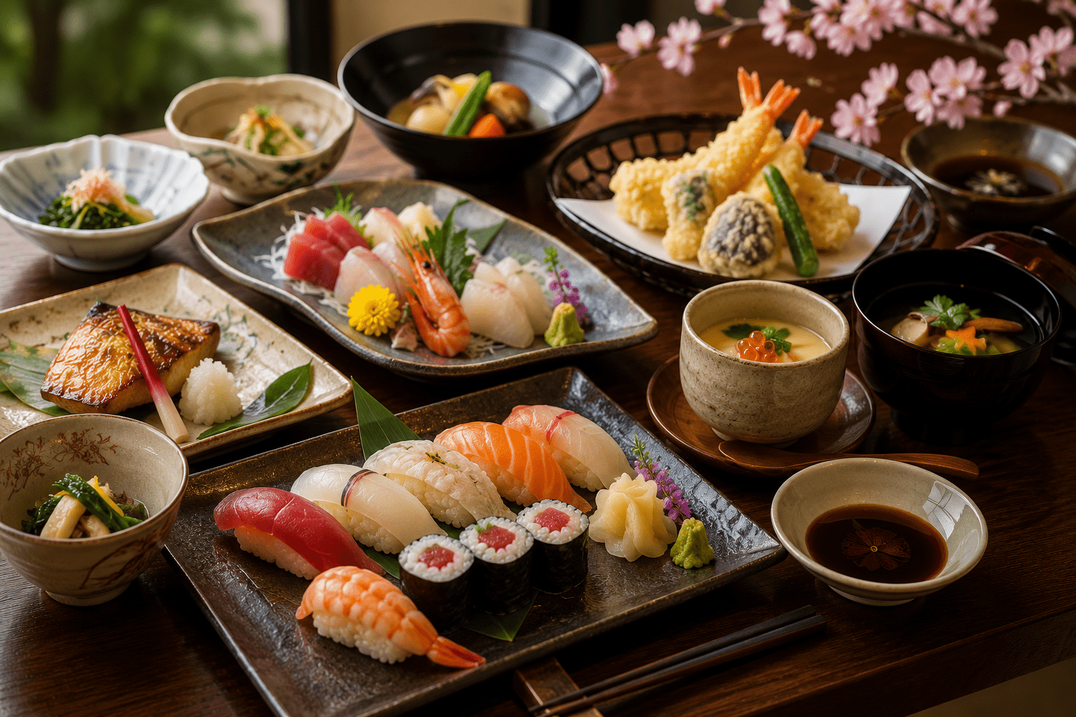 Beautifully presented traditional Japanese cuisine