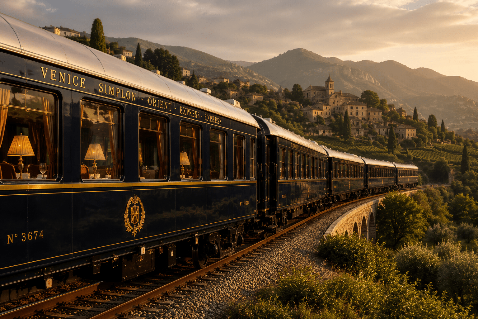 Venice Simplon-Orient-Express luxury train travelling through Europe